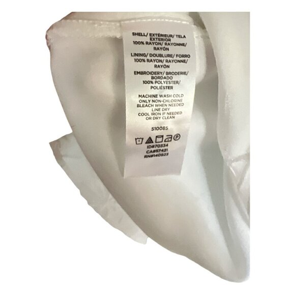 Loft White Round Neck Floral Embroidered Short Sleeve Top with Tie Back Size XL - Picture 5 of 10